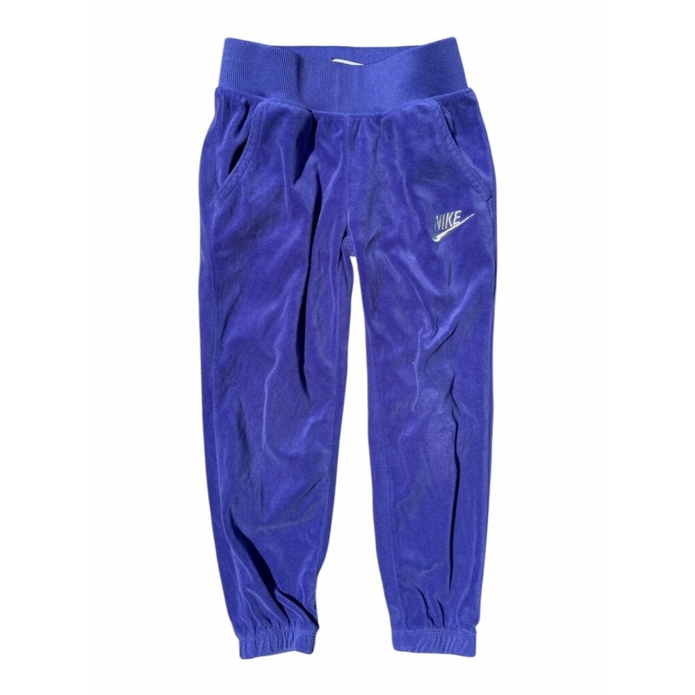 Nike Kids Velour Sweatpants Kids Size 6 M 5-6Y Purple Joggers Y2K Athleisure